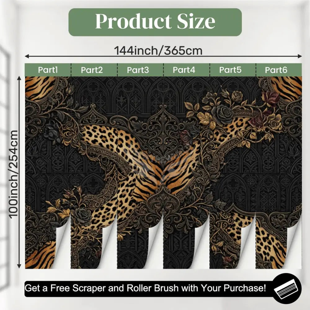 3D Steampunk with Tiger Strip X Unpasted Mural Wallpaper 144’’x100’’ 144’’x100’’ Wall Coverings