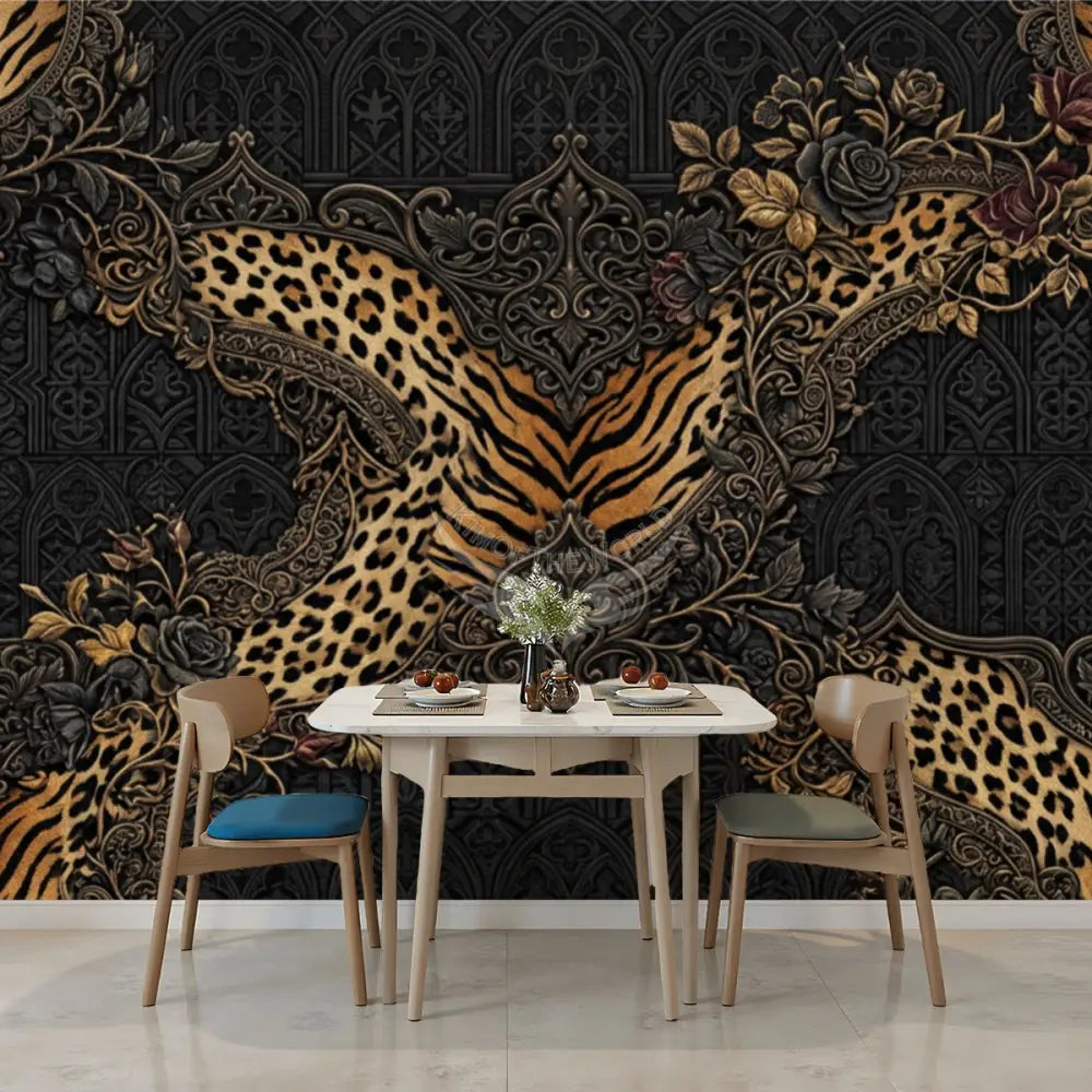 3D Steampunk with Tiger Strip X Unpasted Mural Wallpaper 144’’x100’’ 144’’x100’’ Wall Coverings