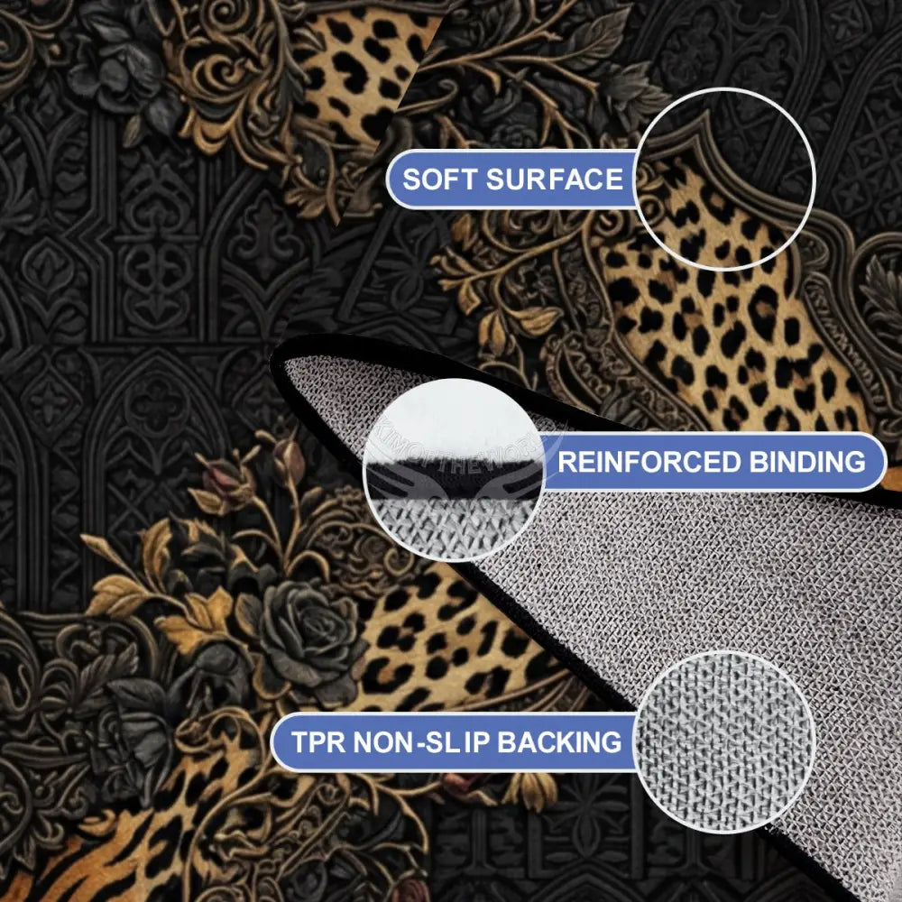 3D Steampunk ’X’ with Tiger and Leopard Prints embedded 10 ft x 8 ft Large Area Rug Floor Carpet 120’’x96’’ Rugs & Mats