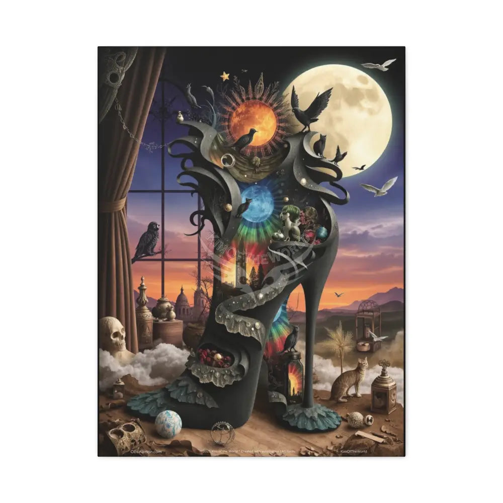 3D Stiletto Shoe Cottage Wall Art — Stretched 1.25’’ Frame 24’’ x 32’’ (Vertical) / 1.25’’ Canvas
