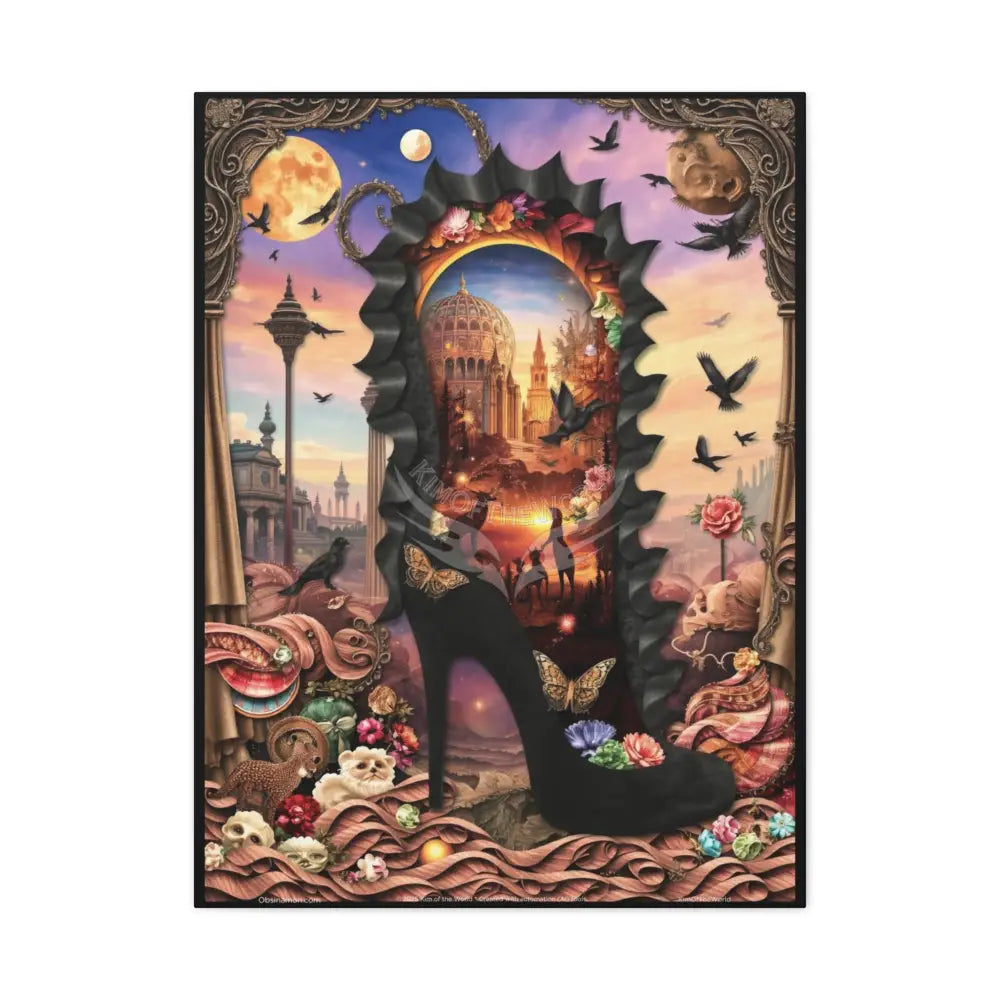 3D Stiletto Shoe Cottage Wall Art — Stretched 1.25’’ Frame 24’’ x 32’’ (Vertical) / 1.25’’ Canvas