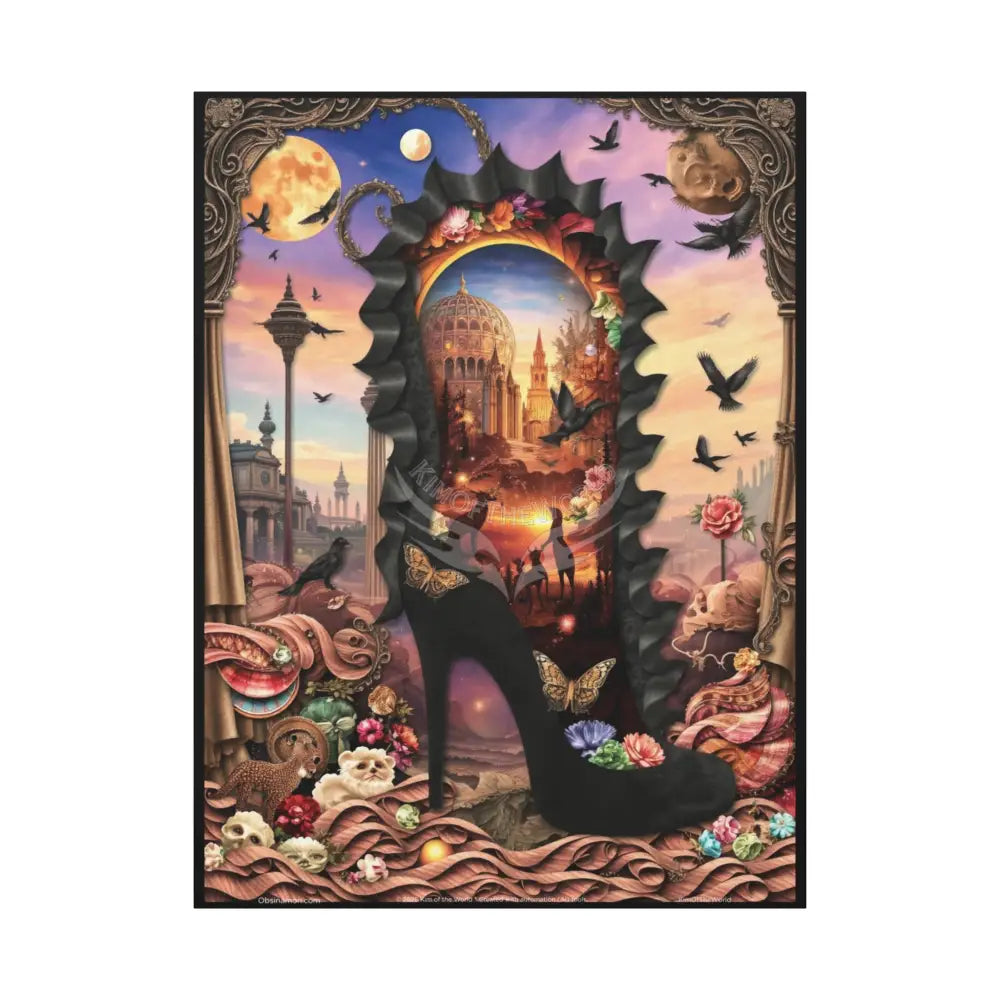 3D Stiletto Shoe Cottage Wall Art — Stretched 1.25’’ Frame 36’’ x 48’’ (Vertical) / 1.25’’ Canvas