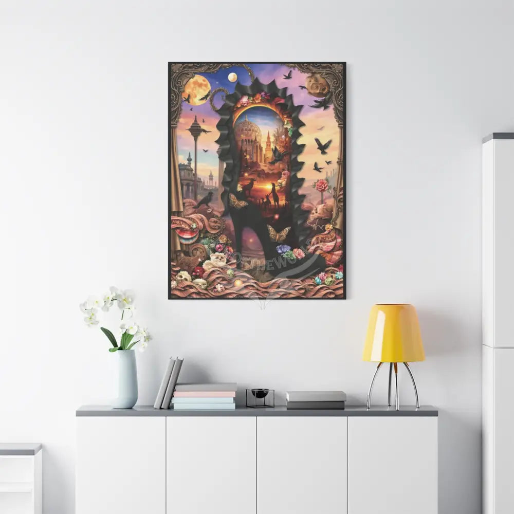 3D Stiletto Shoe Cottage Wall Art — Stretched 1.25’’ Frame Canvas