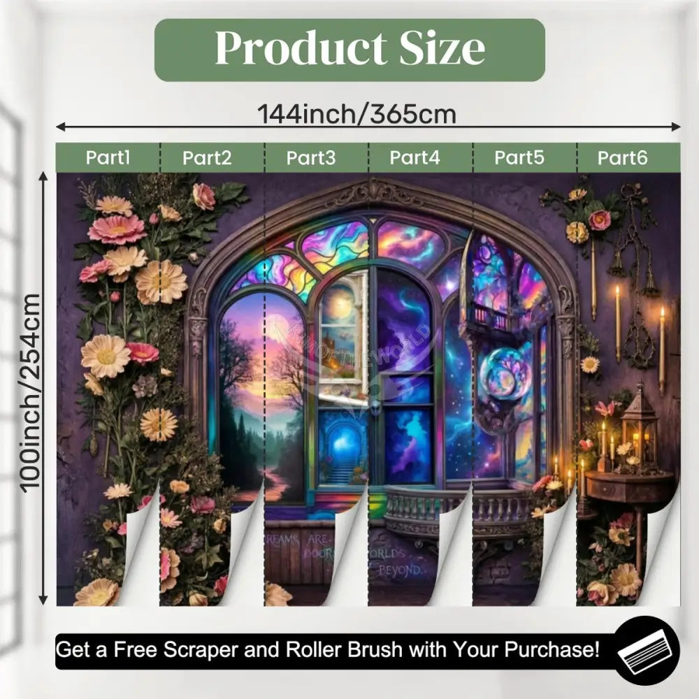3D Surreal Fae Magic Window Scenery Wall Unpasted Mural Wallpaper 144’’x100’’ - 144’’x100’’ - Wall Coverings