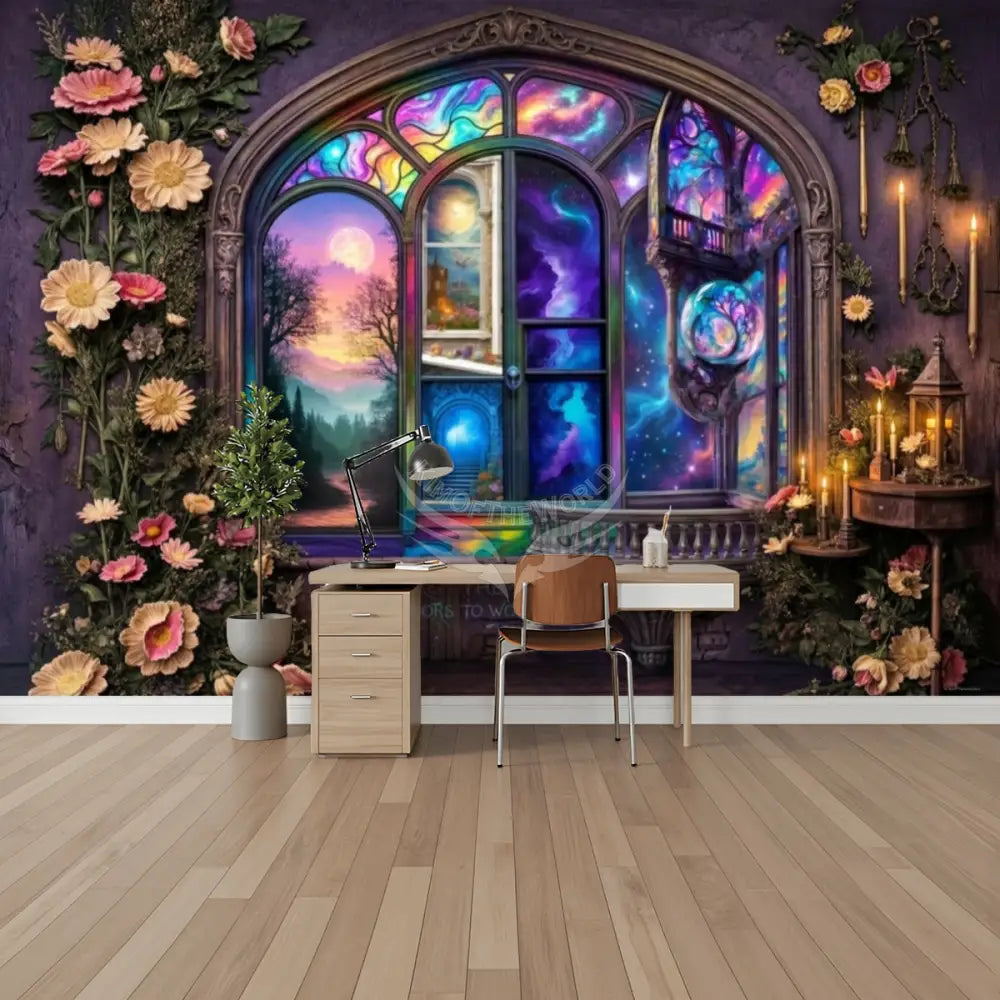 3D Surreal Fae Magic Window Scenery Wall Unpasted Mural Wallpaper 144’’x100’’ - 144’’x100’’ - Wall Coverings