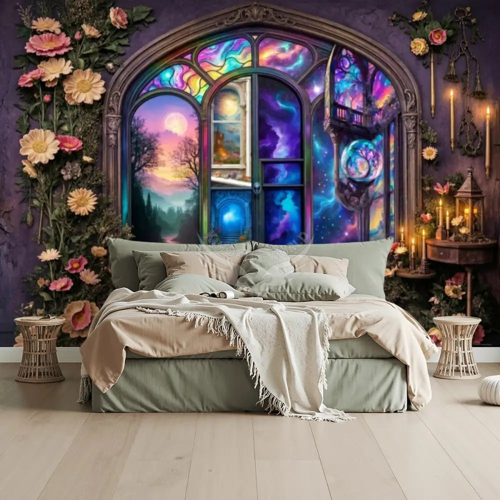 3D Surreal Fae Magic Window Scenery Wall Unpasted Mural Wallpaper 144’’x100’’ - 144’’x100’’ - Wall Coverings