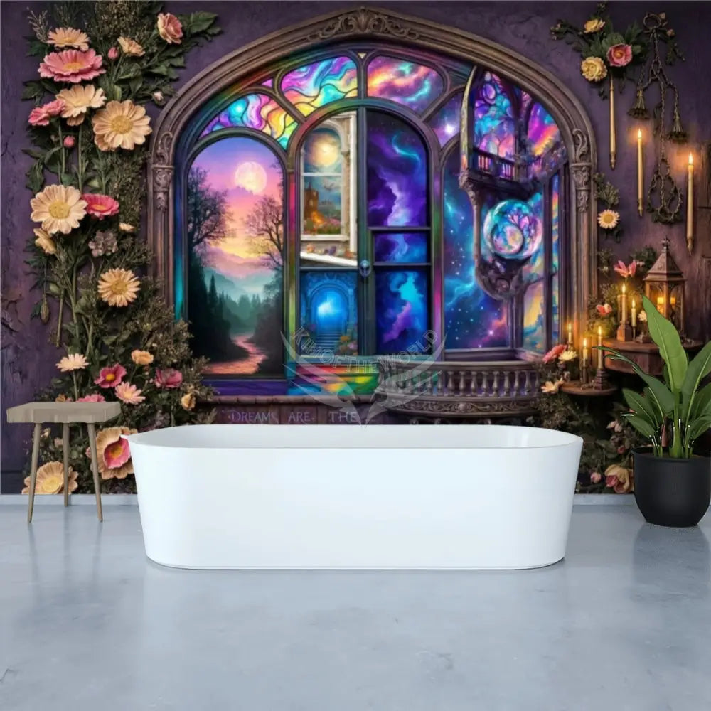 3D Surreal Fae Magic Window Scenery Wall Unpasted Mural Wallpaper 144’’x100’’ - 144’’x100’’ - Wall Coverings