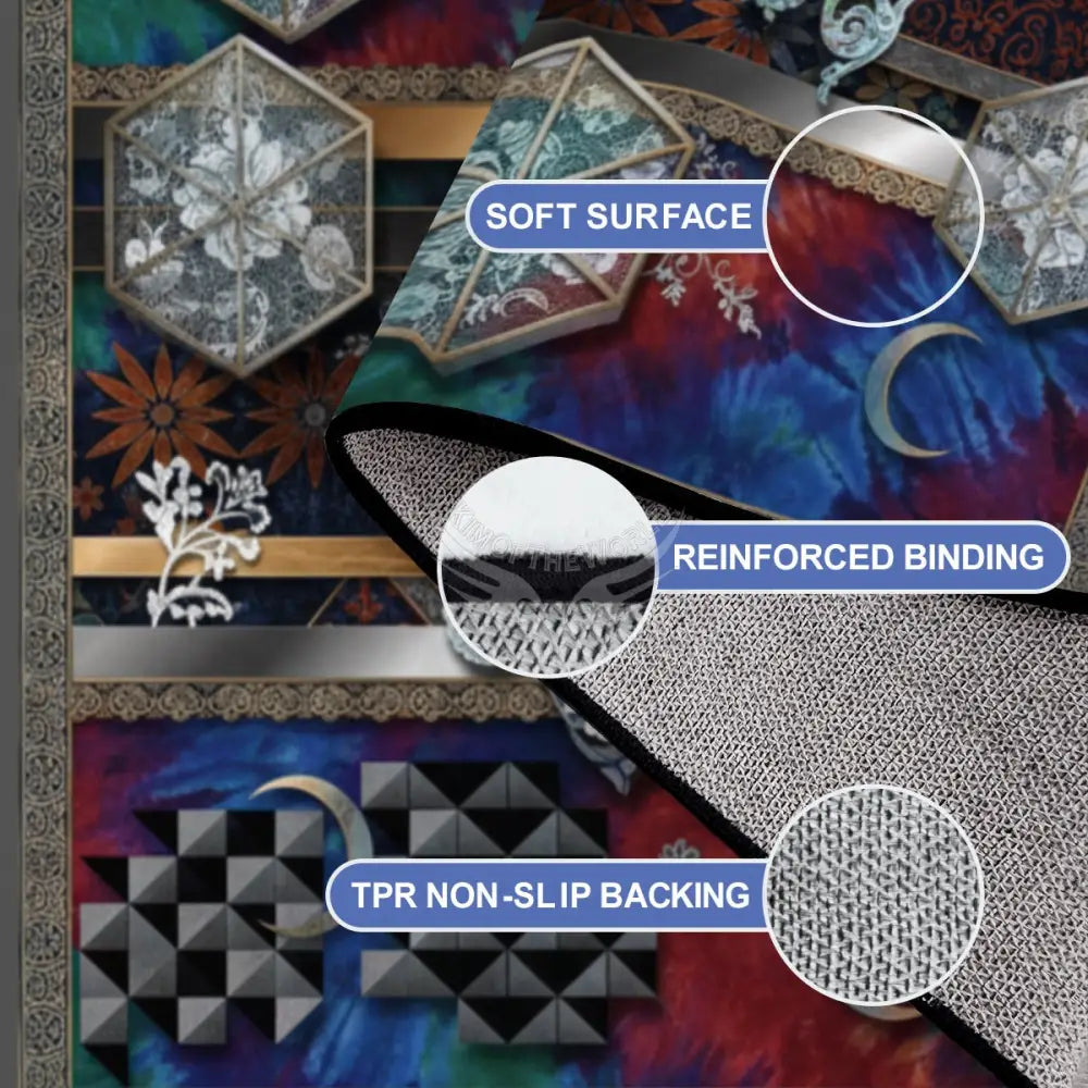 3D Tie Dye Crystal-Etched Windows and Crescent Moons 10 ft x 8 ft Large Area Rug Floor Carpet 120’’x96’’ Rugs & Mats