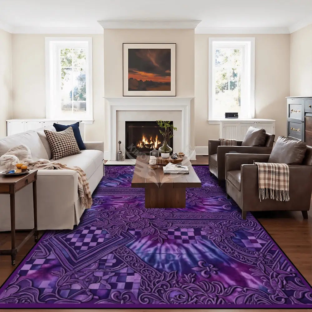 3D Tie Dye Unusual Floral Design Purple 10 ft x 8 ft Large Area Rug Floor Carpet 120’’x96’’ Rugs & Mats