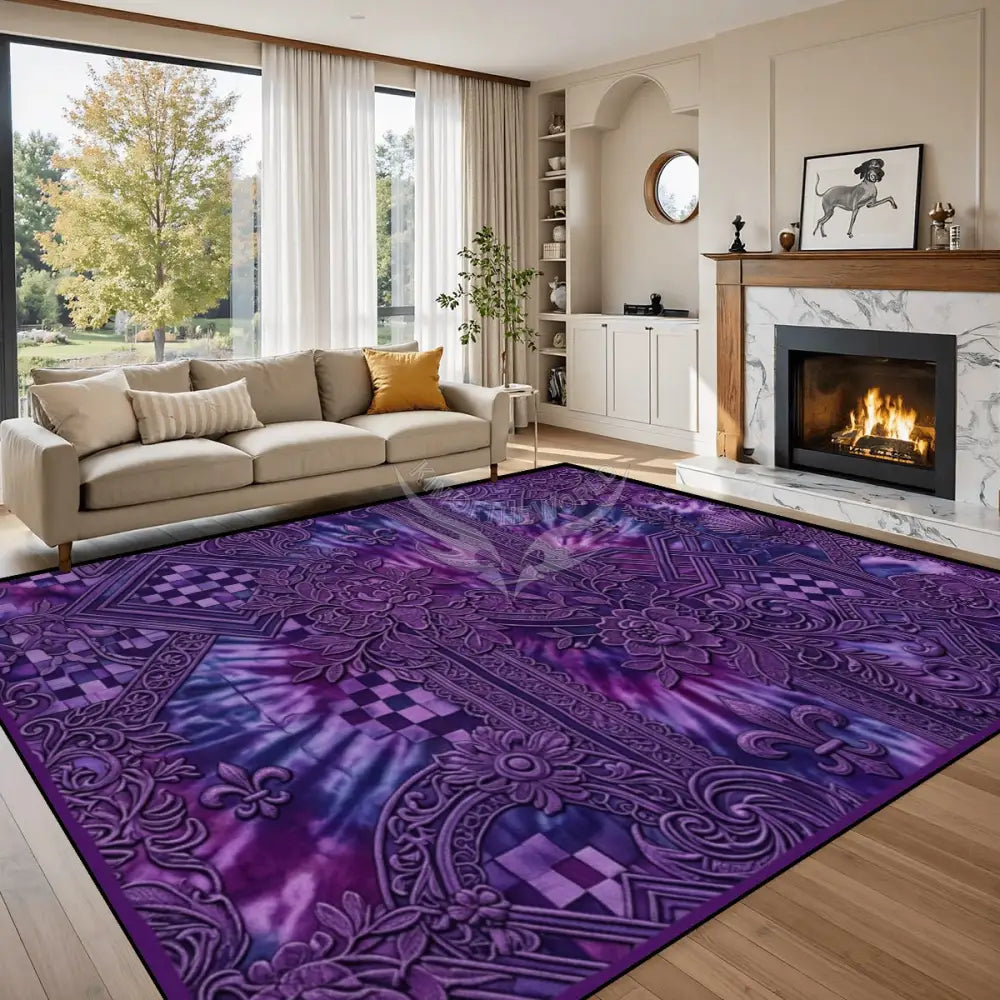 3D Tie Dye Unusual Floral Design Purple 10 ft x 8 ft Large Area Rug Floor Carpet 120’’x96’’ Rugs & Mats