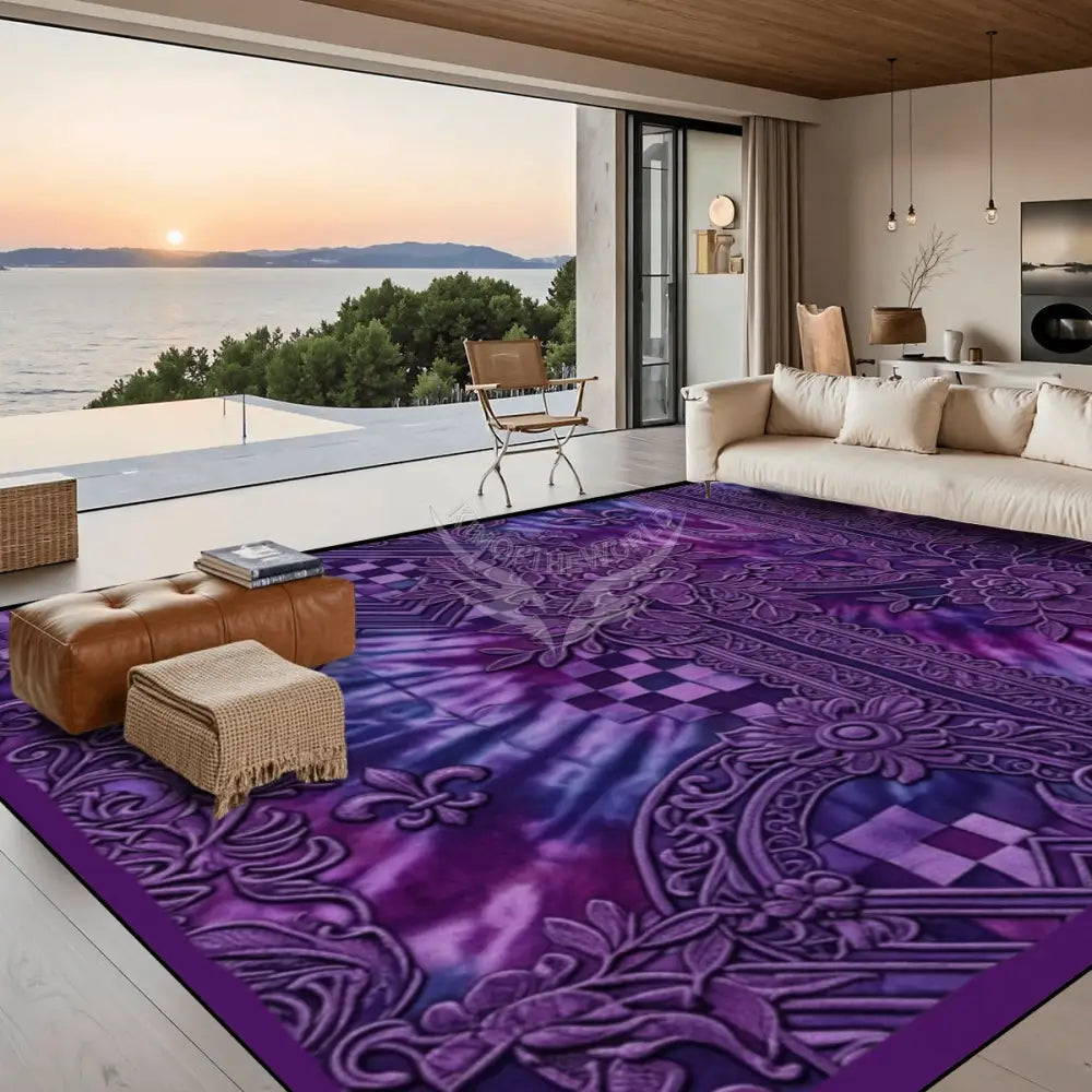 3D Tie Dye Unusual Floral Design Purple 10 ft x 8 ft Large Area Rug Floor Carpet 120’’x96’’ Rugs & Mats