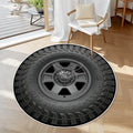 3D Tire Rug Soft Round Area Rug with White Border - 23.6’’x23.6’’ - Rugs & Mats