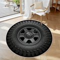 3D Tire Soft Round Area Rug with White Border 23.6’’x23.6’’ Rugs & Mats