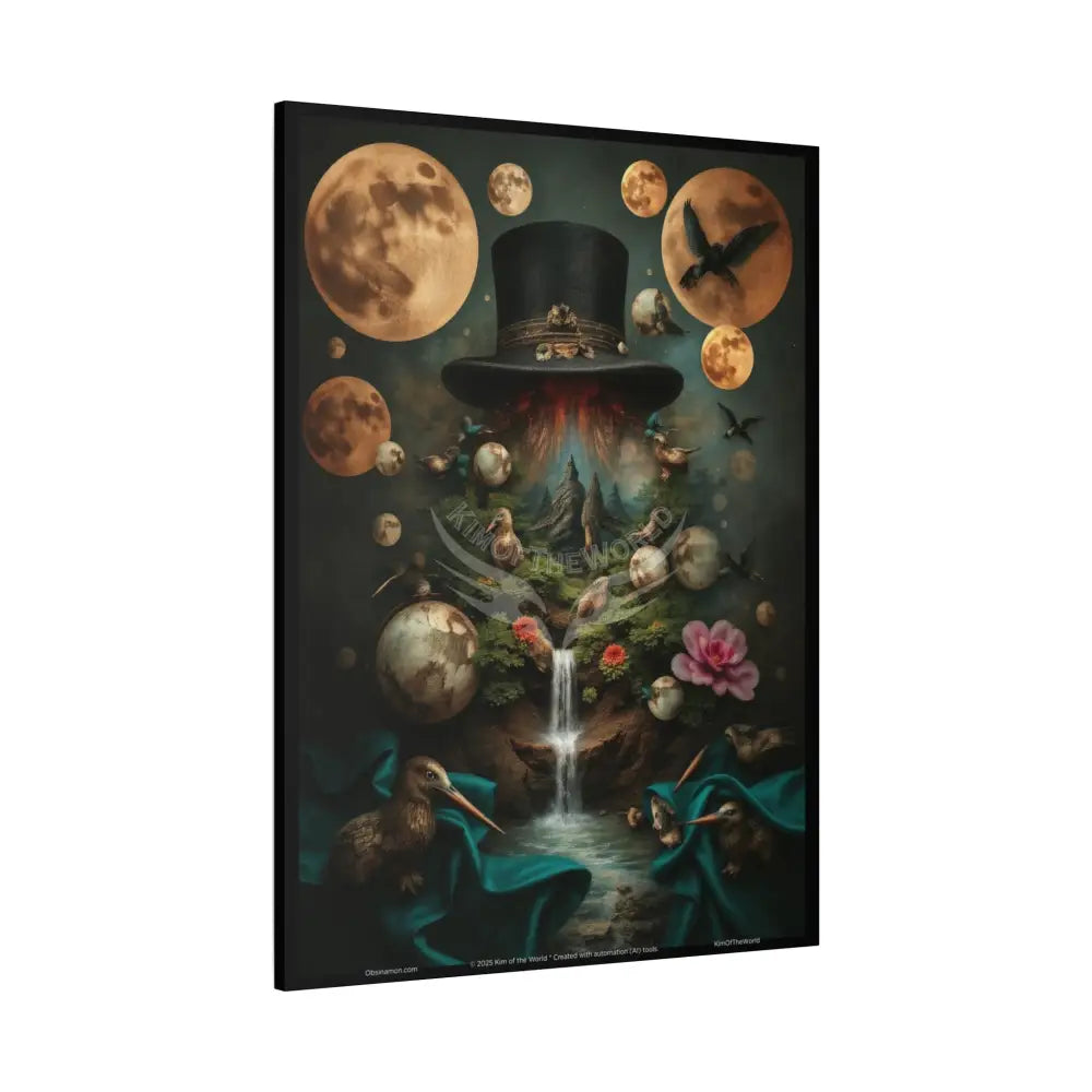 3D Top Hat Black Matte Travel Journal Canvas Wall Art — Stretched 1.25’’ Frame Canvas