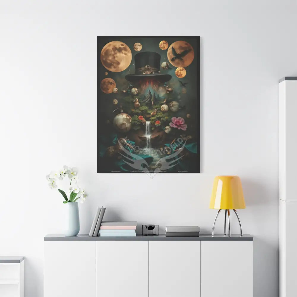 3D Top Hat Black Matte Travel Journal Canvas Wall Art — Stretched 1.25’’ Frame Canvas