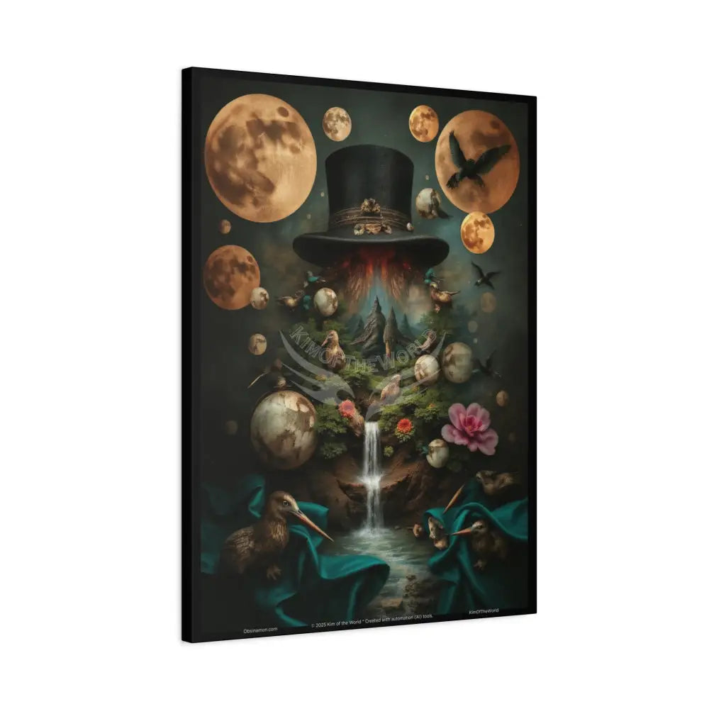 3D Top Hat Black Matte Travel Journal Canvas Wall Art — Stretched 1.25’’ Frame Canvas