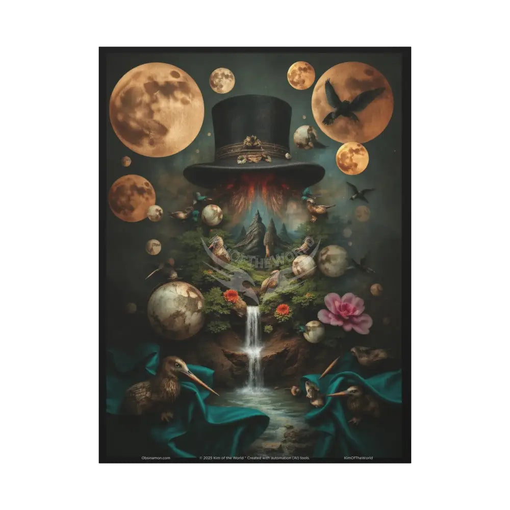 3D Top Hat Black Matte Travel Journal Canvas Wall Art — Stretched 1.25’’ Frame 36’’ x 48’’ (Vertical) / 1.25’’ Canvas