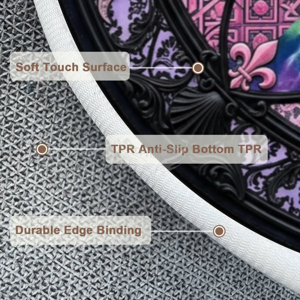 3D Unusual Patchwork and Lace MultiColor Soft Round Area Rug with White Border Rugs & Mats