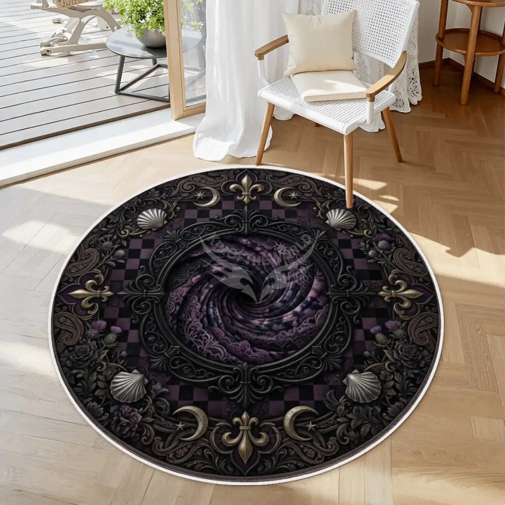 3D Unusual Pinwheel TieDye Portal ;) Soft Round Area Rug with White Border 39.4’’x39.4’’ Rugs & Mats