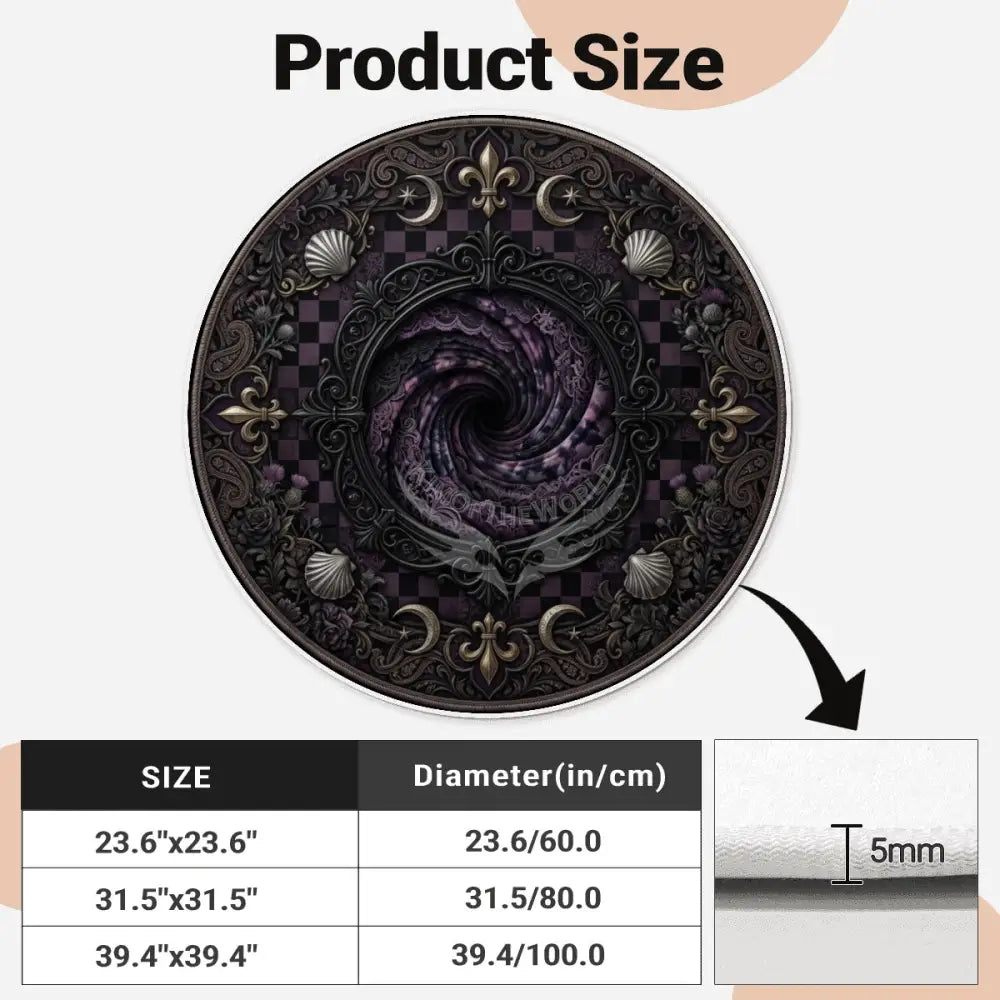 3D Unusual Pinwheel TieDye Portal ;) Soft Round Area Rug with White Border Rugs & Mats