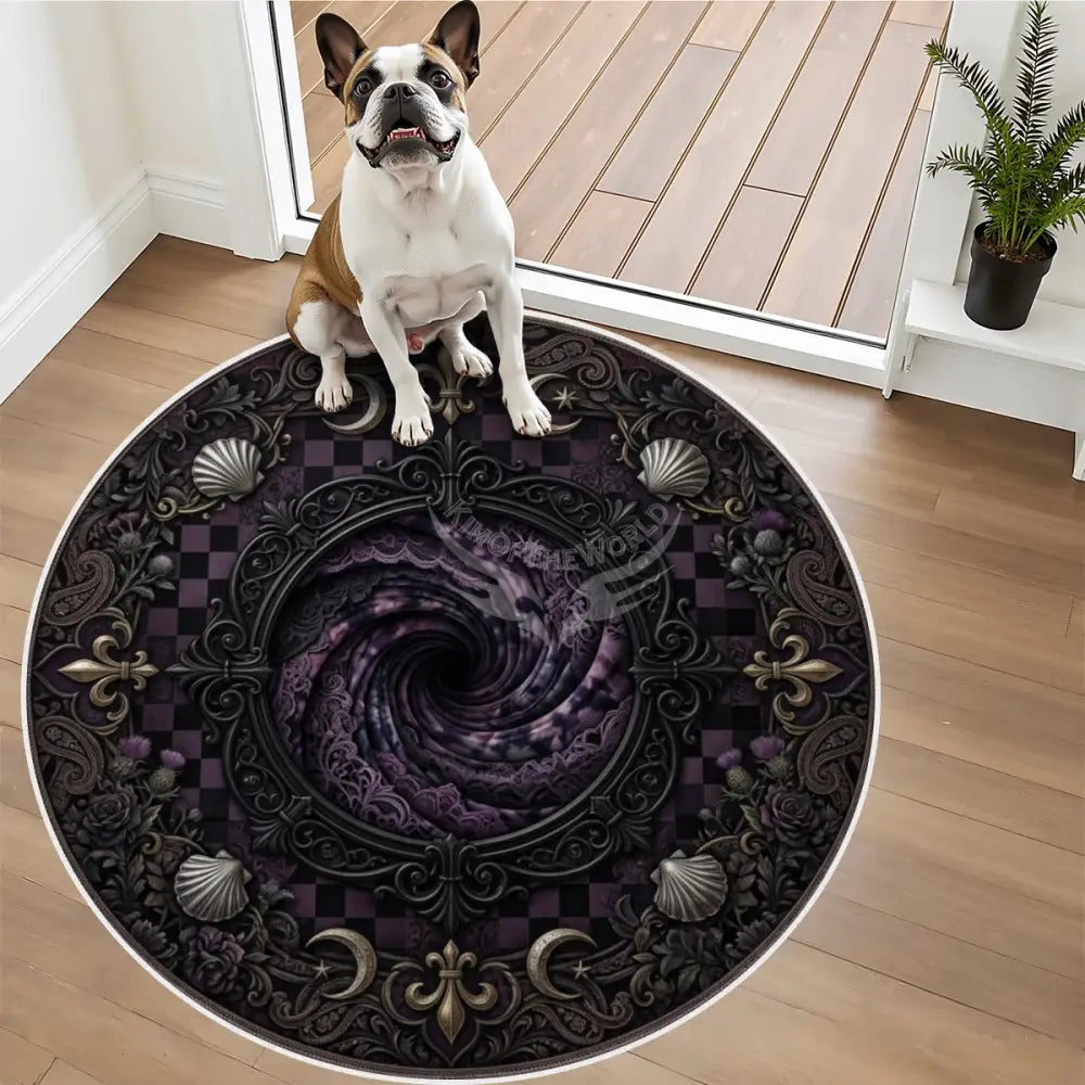 3D Unusual Pinwheel TieDye Portal ;) Soft Round Area Rug with White Border Rugs & Mats
