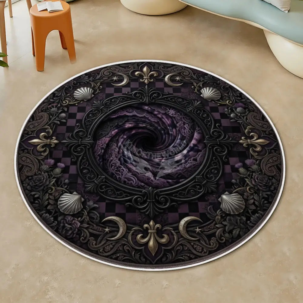 3D Unusual Pinwheel TieDye Portal ;) Soft Round Area Rug with White Border Rugs & Mats