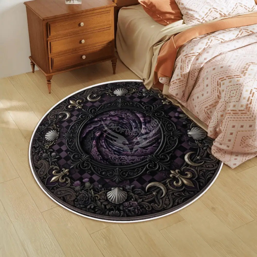 3D Unusual Pinwheel TieDye Portal ;) Soft Round Area Rug with White Border Rugs & Mats