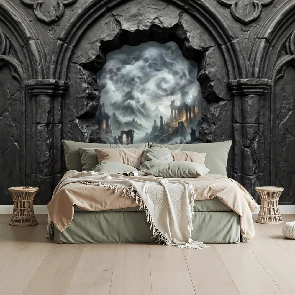 3D Wall Mural Gothic Skulls Scenery Breakout Unpasted Mural Wallpaper 144’’x100’’ 144’’x100’’ Wall Coverings