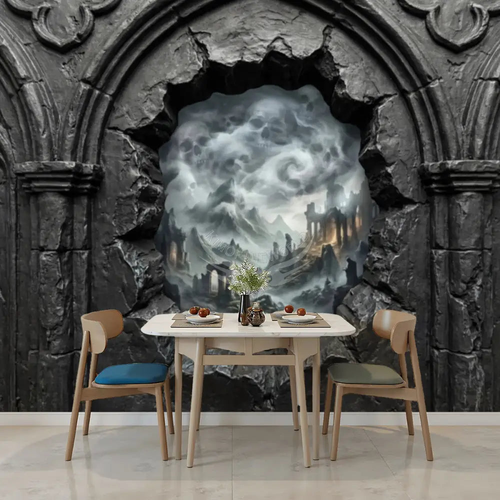 3D Wall Mural Gothic Skulls Scenery Breakout Unpasted Mural Wallpaper 144’’x100’’ 144’’x100’’ Wall Coverings