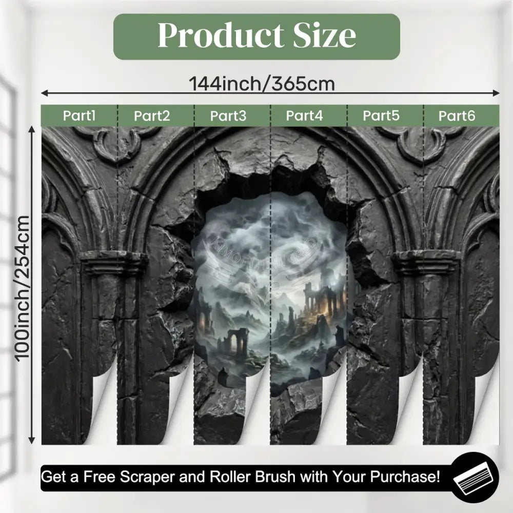 3D Wall Mural Gothic Skulls Scenery Breakout Unpasted Mural Wallpaper 144’’x100’’ 144’’x100’’ Wall Coverings