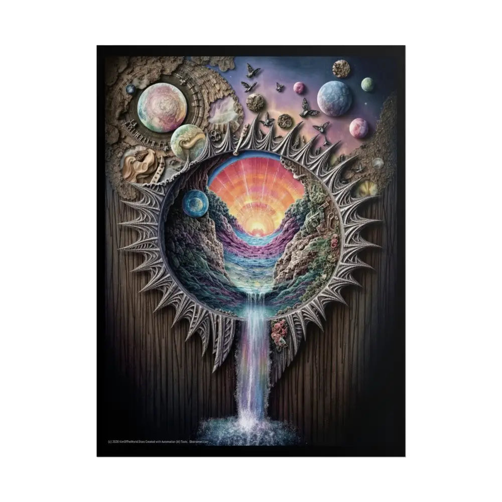 3D Window Waterfall Portal Poster 18″ x 24″ (Vertical) / Matte Poster