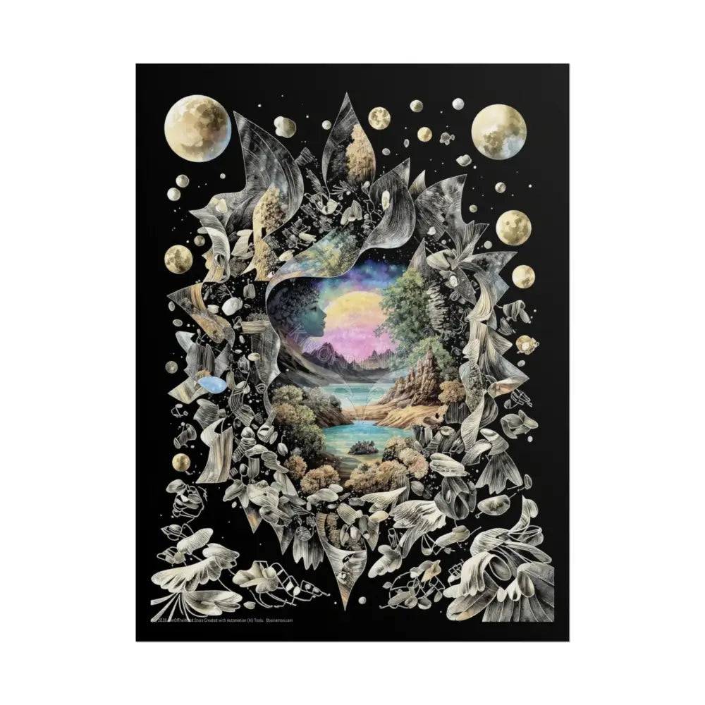 3D Window Waterfall Portal Poster 18″ x 24″ (Vertical) / Matte Poster