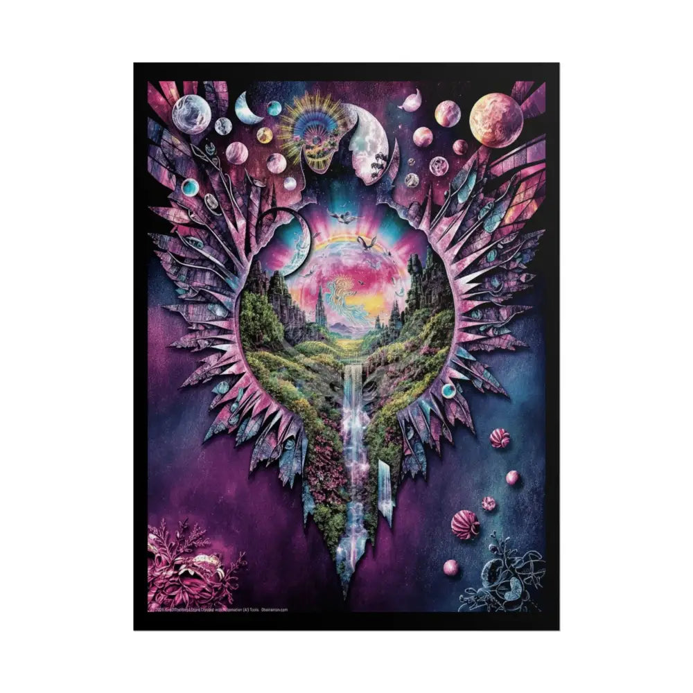 3D Window Waterfall Portal Poster 18″ x 24″ (Vertical) / Matte Poster