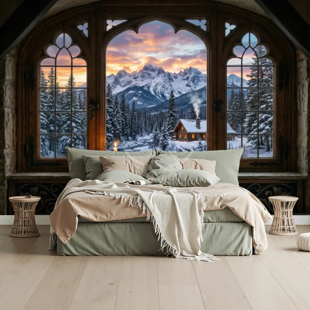 3D Winter Scene Unpasted Mural Wallpaper 144’’x100’’ 144’’x100’’ Wall Coverings