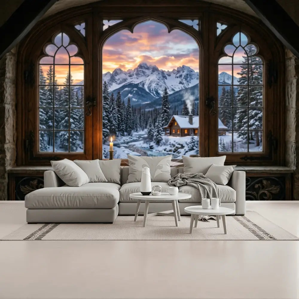 3D Winter Scene Unpasted Mural Wallpaper 144’’x100’’ 144’’x100’’ Wall Coverings