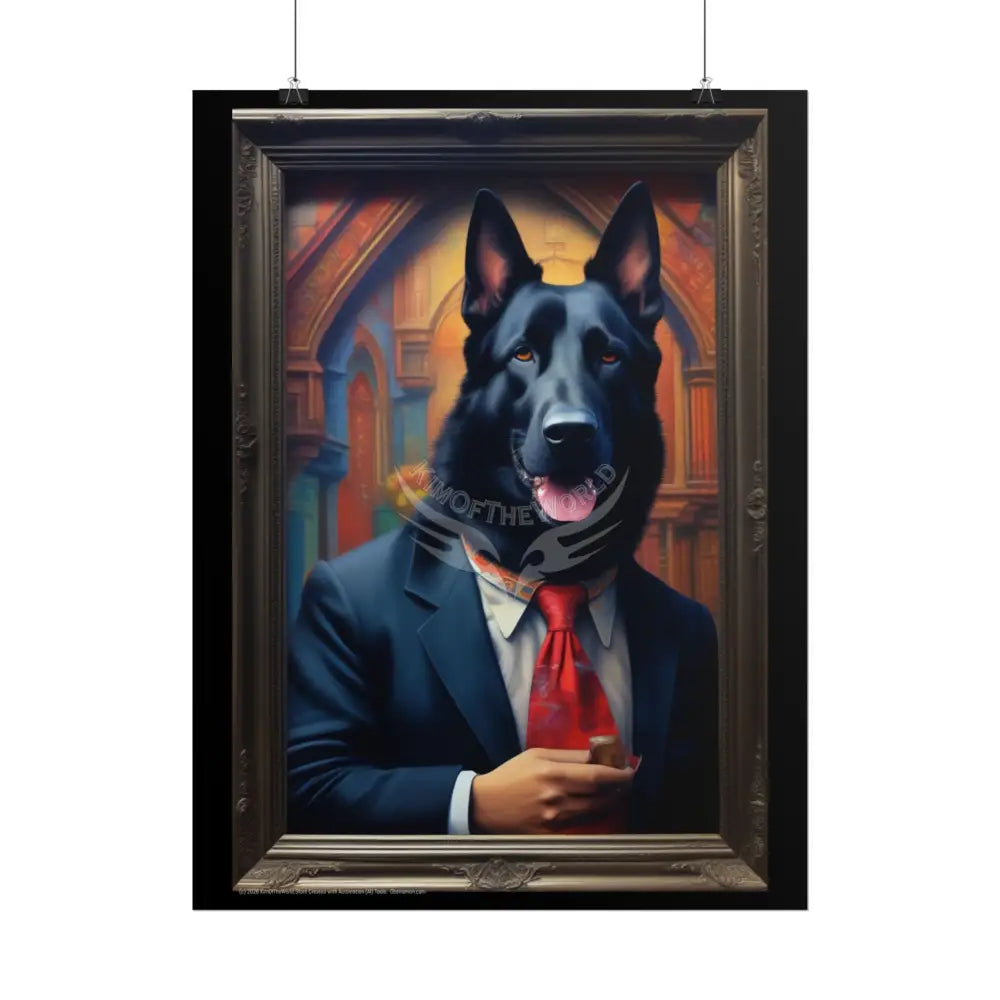 3D Working German Shepherd Dog Comic - Rolled Posters Poster