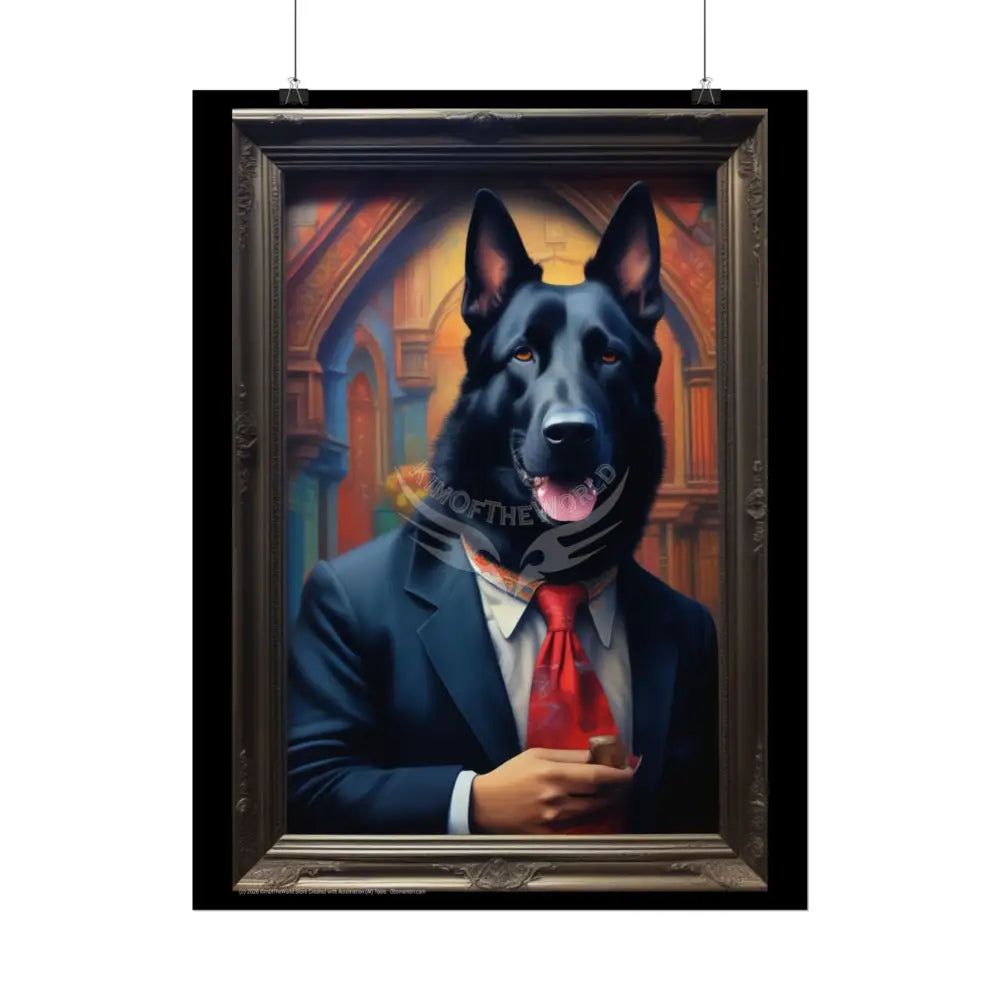 3D Working German Shepherd Dog Comic - Rolled Posters Poster