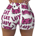 Funky Pink Cat Lady Athletic Shorts for Women