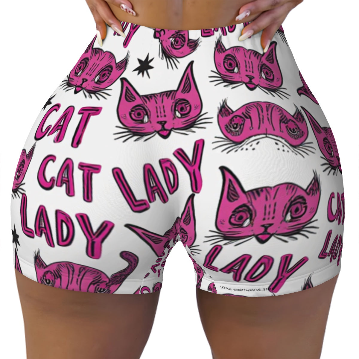 Funky Pink Cat Lady Athletic Shorts for Women