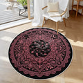 3G Gothic Pink and Black Pinwheel Floral Steampunk Soft Round Area Rug with White Border 39.4’’x39.4’’ Rugs & Mats