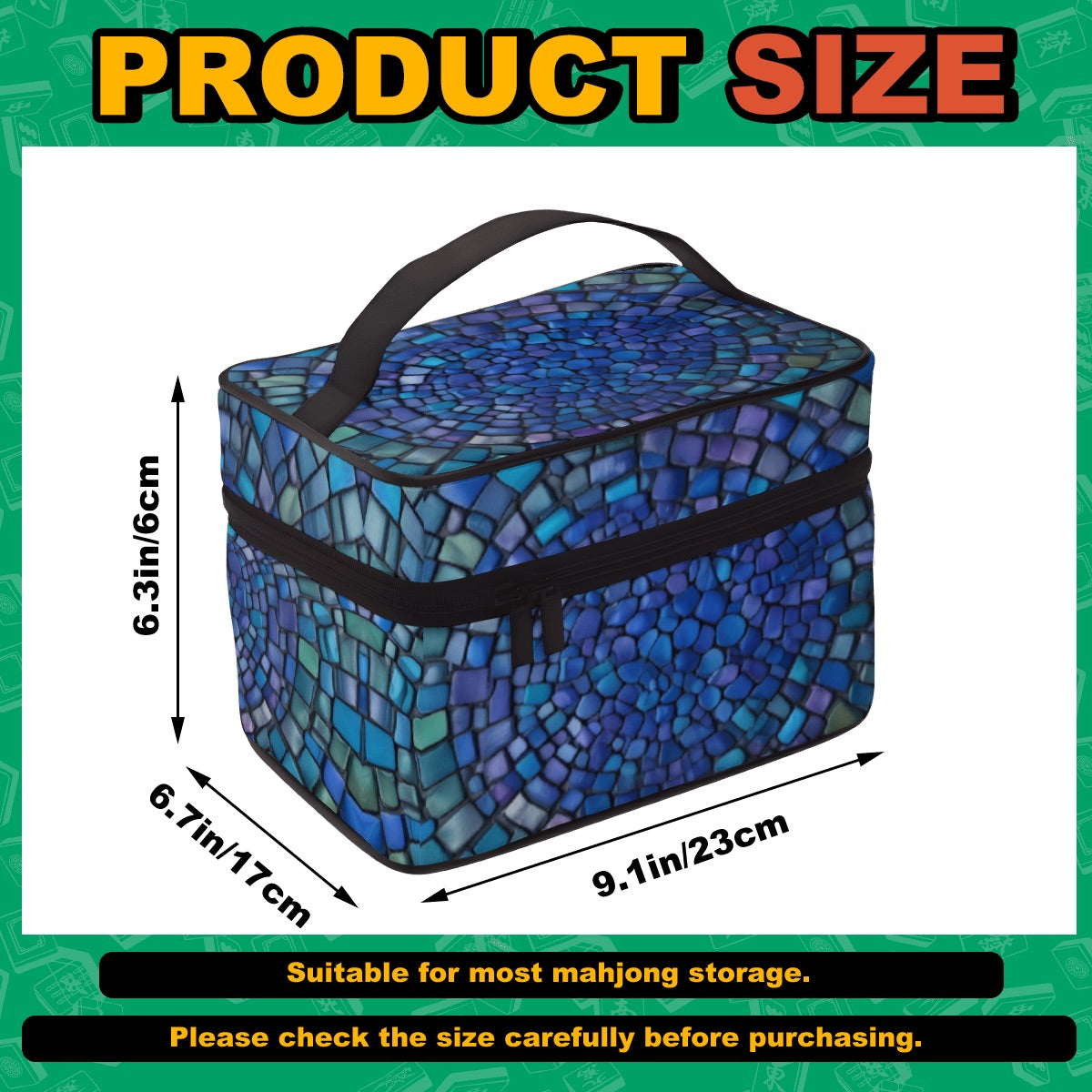 Blue & Green Mermaid Tile Print Portable Mahjong Bag