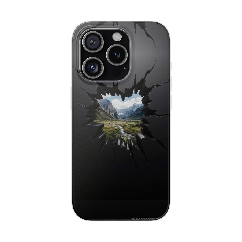 Mystic Mountain Break-Out Window Phone Case - Surreal Art Flexi Case