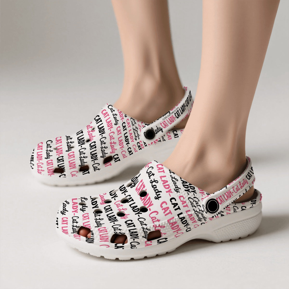 Cat Lady Black and Pink Print Women's Classic EVA Clogs (AOP)