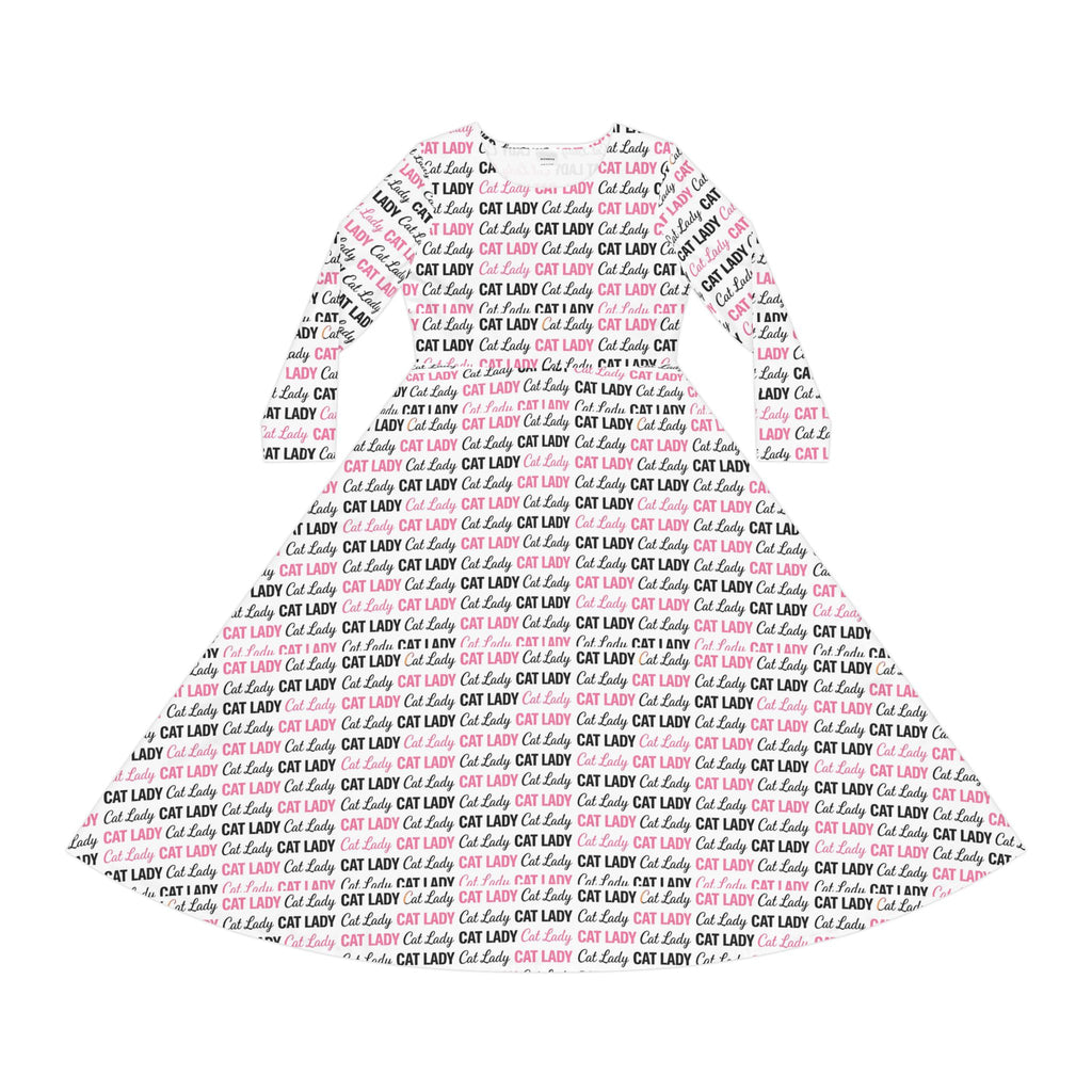 Cat Lady Wallpaper Print Dress – Women's Long Sleeve AOP