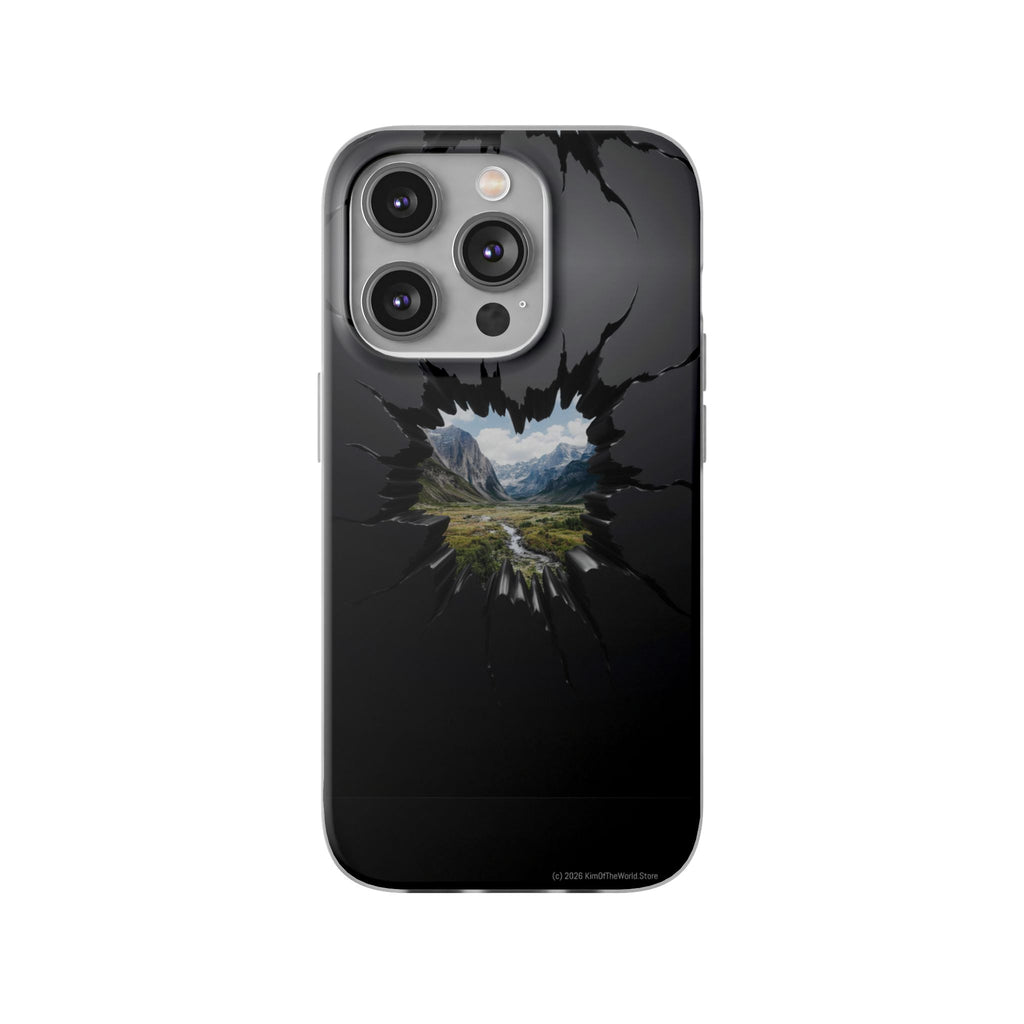 Mystic Mountain Break-Out Window Phone Case - Surreal Art Flexi Case