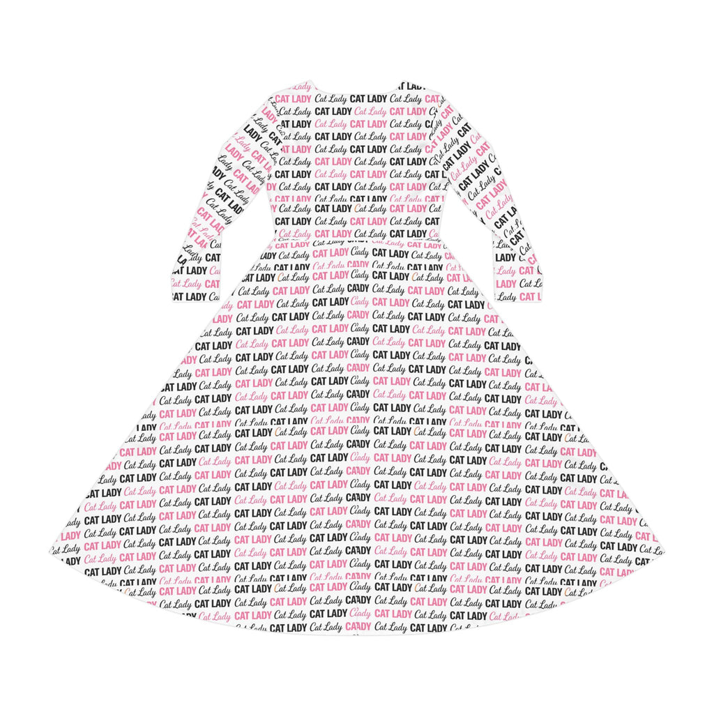 Cat Lady Wallpaper Print Dress – Women's Long Sleeve AOP