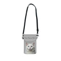 Personalized or Not - White Cat on Grey Phone Wallet Handbag