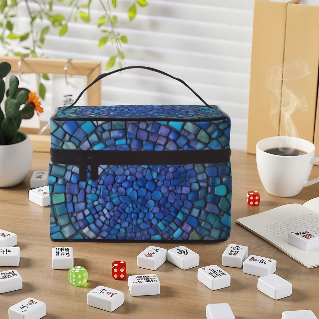 Blue & Green Mermaid Tile Print Portable Mahjong Bag