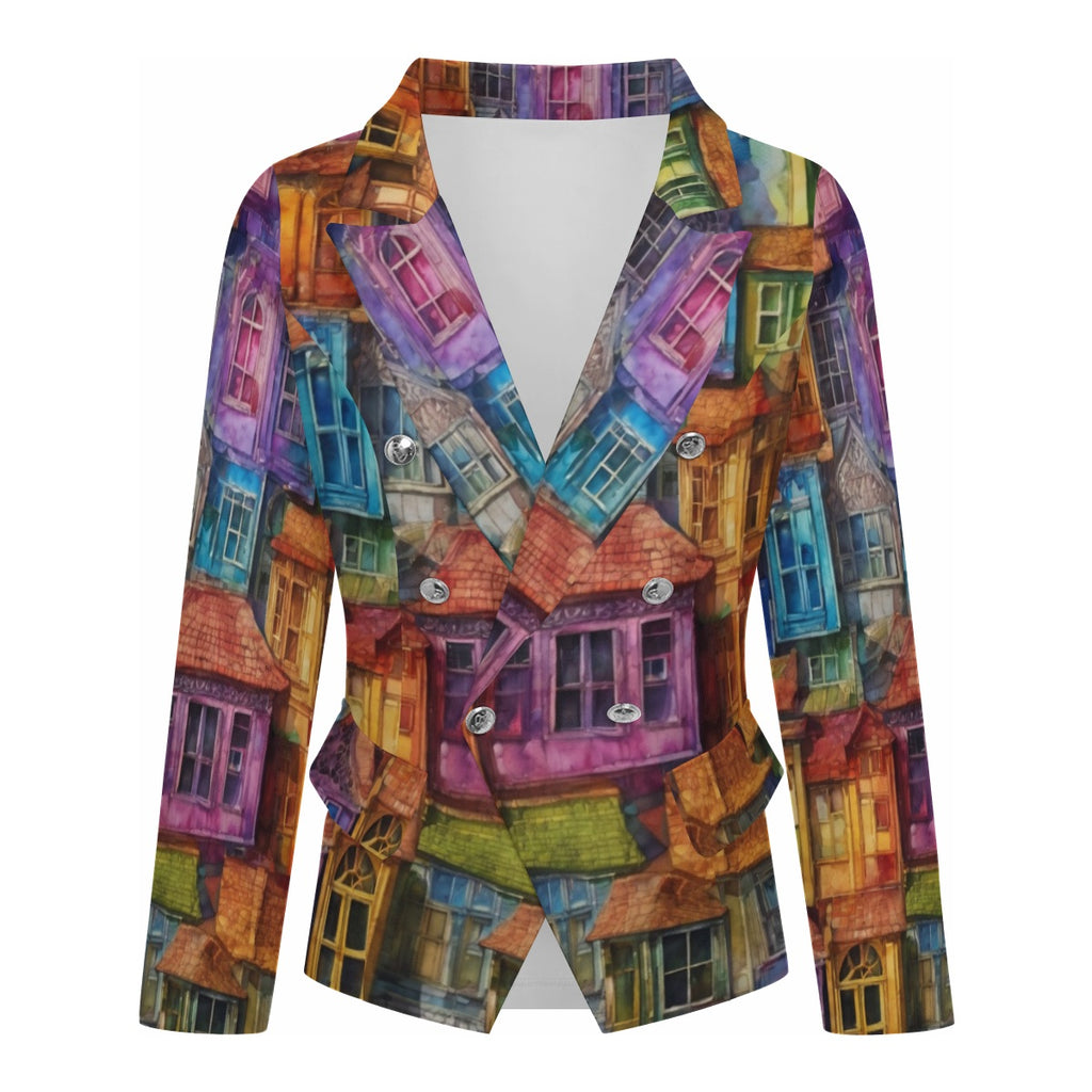 Women's Casual Blazer - Colorful Windows