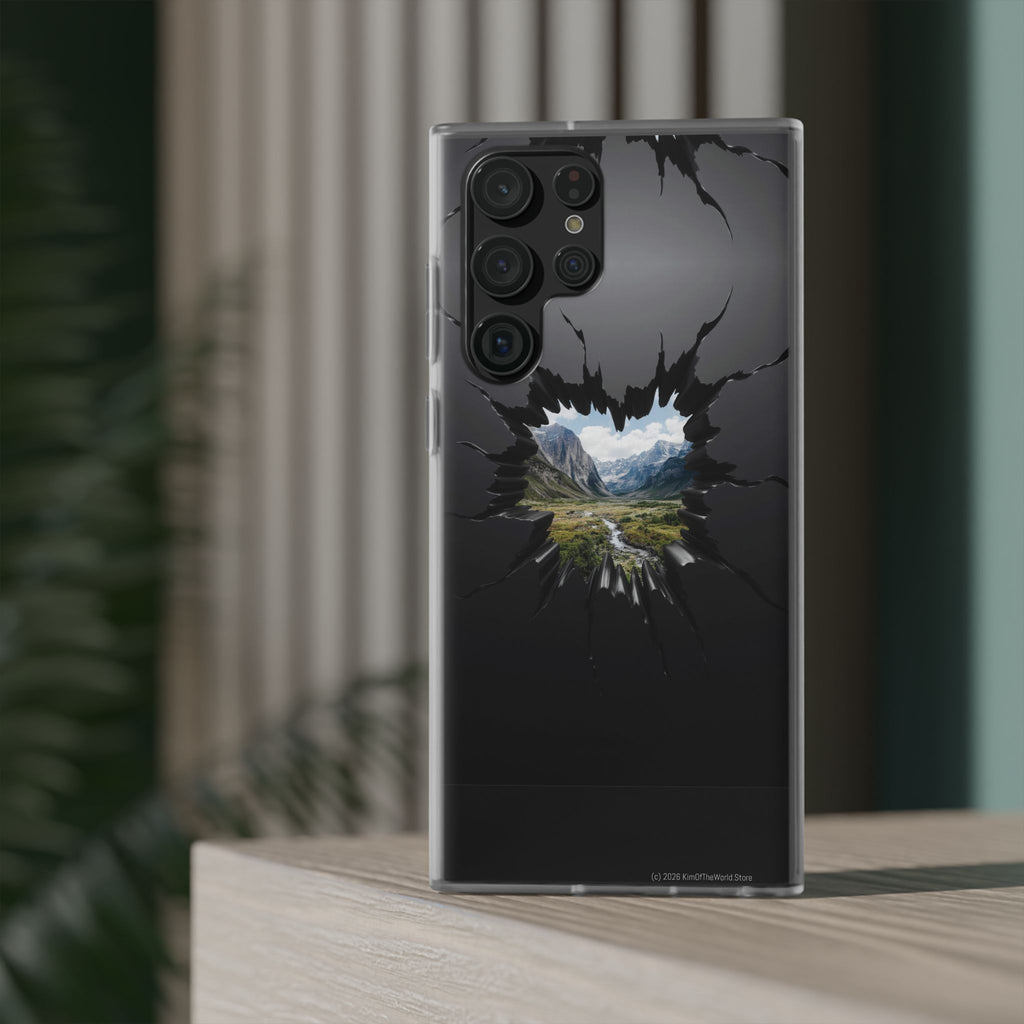 Mystic Mountain Break-Out Window Phone Case - Surreal Art Flexi Case